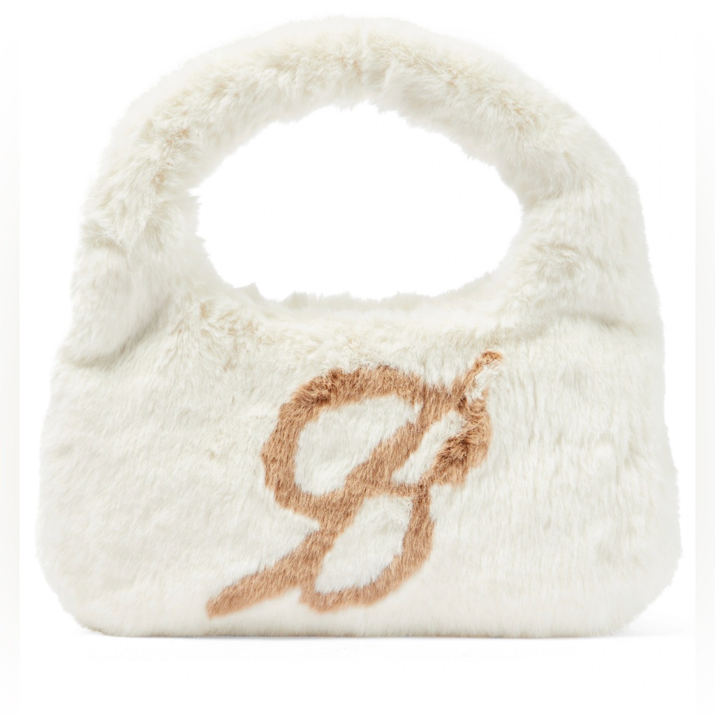 Blumarine Logo Faux Fur Shoulder Bag